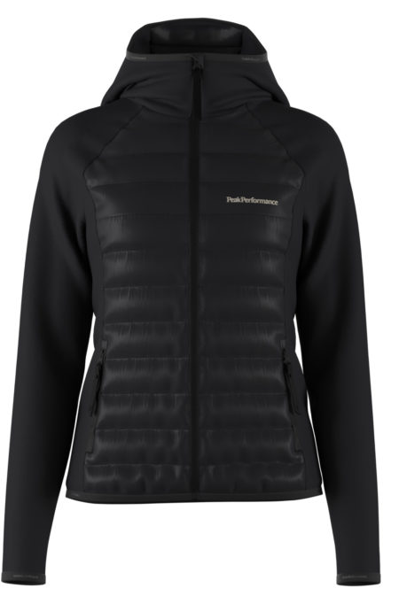 Peak Performance Down hybrid hood jacket, musta, Ladies